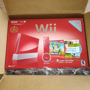 Nintendo Wii Mario 25th Anniversary Red Bundle – Brand New & Sealed!